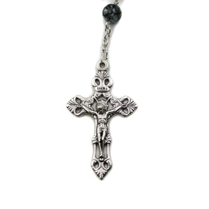 Our Lady of Fatima Glass Grey Beads Rosary