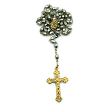 Load image into Gallery viewer, Our Lady of Fatima Grey Pearl Rosary Gold
