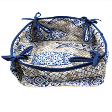 Load image into Gallery viewer, 100% Cotton Cobblestone and Sardines Oven Mitt, Bread Basket, and Pot Holder Set
