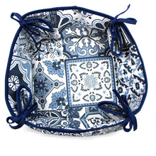 Load image into Gallery viewer, 100% Cotton Blue Tile Azulejo Bread Basket

