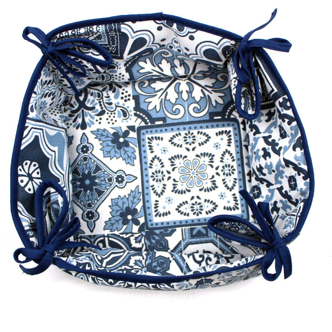 100% Cotton Blue Tile Azulejo Bread Basket