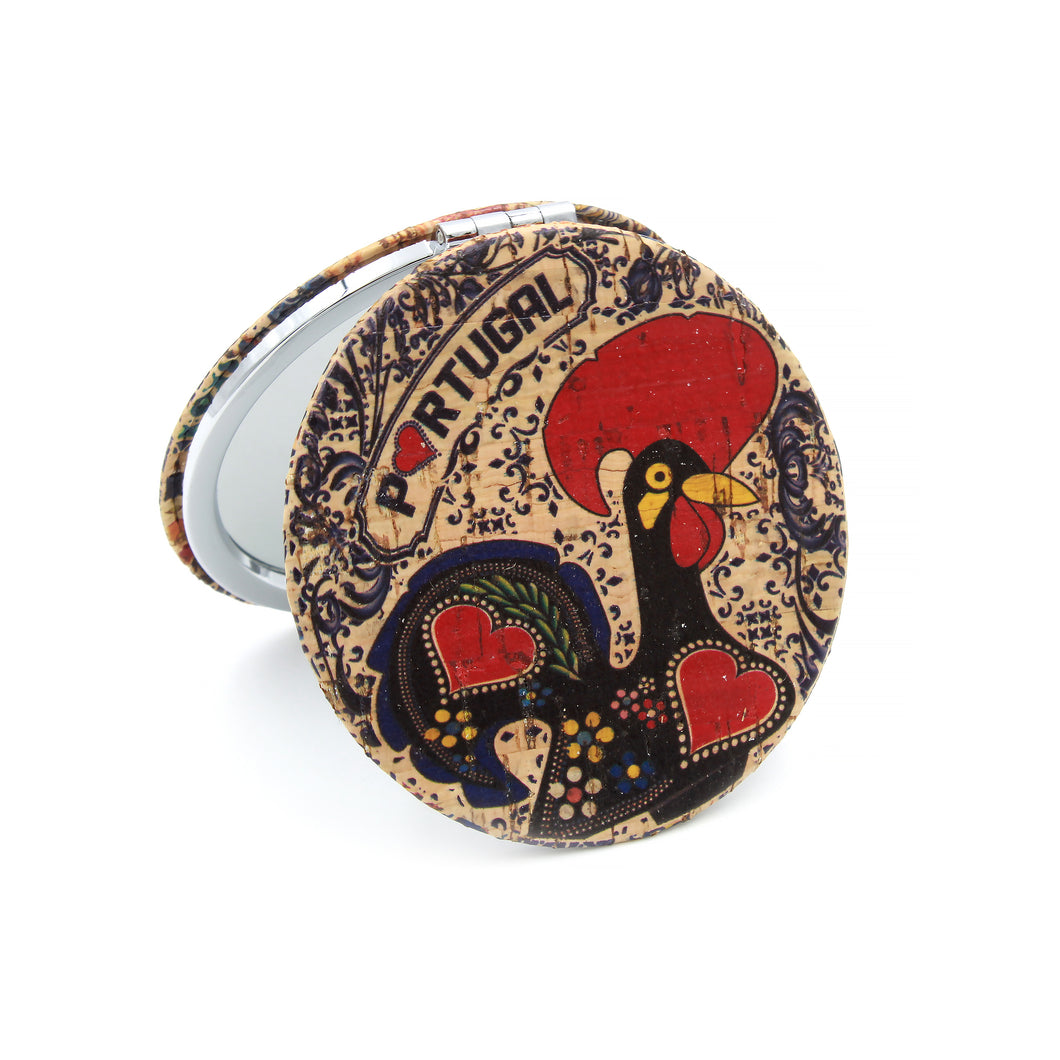 Traditional Portuguese Rooster Metal Pocket Mirror Souvenir