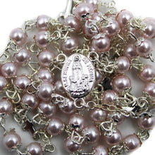 Load image into Gallery viewer, Our Lady of Fatima Pink Pearl Rosary with Cross
