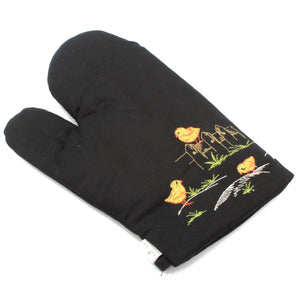 100% Cotton Oven Mitt and Pot Holder Set With Embroidered Design
