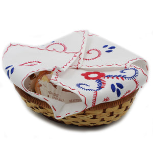 100% Cotton Viana's Hand Embroidered Bread Cover Basket  - Various Colors