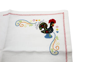 Embroidered Traditional Portuguese Good Luck Rooster Set Made in Portugal