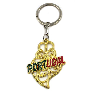 Gold Viana Heart Portugal Keychain