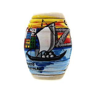 Hand-Painted Porto Rabelo Boat Wooden Barricas Set