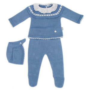 Maiorista Made in Portugal Azafate Baby Shirt, Footed Pants and Beanie 3-Piece Outfit Set