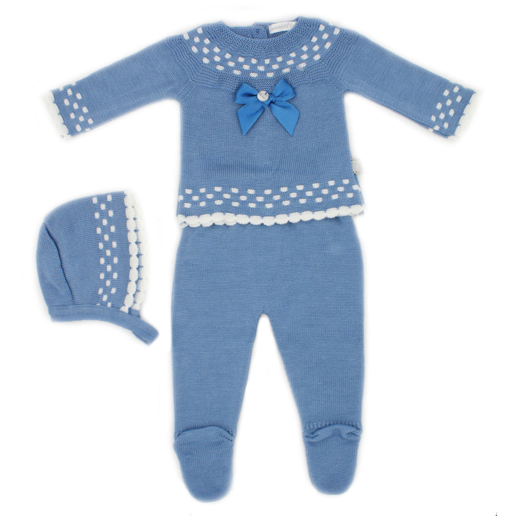 Maiorista Made in Portugal Azafate Baby Shirt, Footed Pants and Beanie 3-Piece Outfit Set