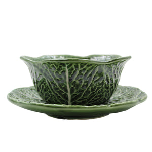 Faiobidos Hand-Painted Ceramic Cabbage Bowl with Plate