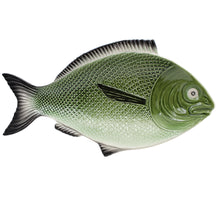 Load image into Gallery viewer, Faiobidos Hand-Painted Ceramic Green Fish Platter
