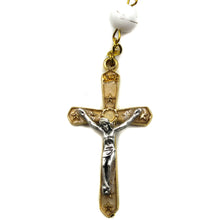 Load image into Gallery viewer, Our Lady of Fatima White and Gold Marble Rosary
