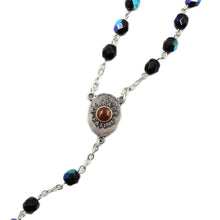 Load image into Gallery viewer, Our Lady of Fatima Black with Blue Shiny Beads Rosary Made in Portugal
