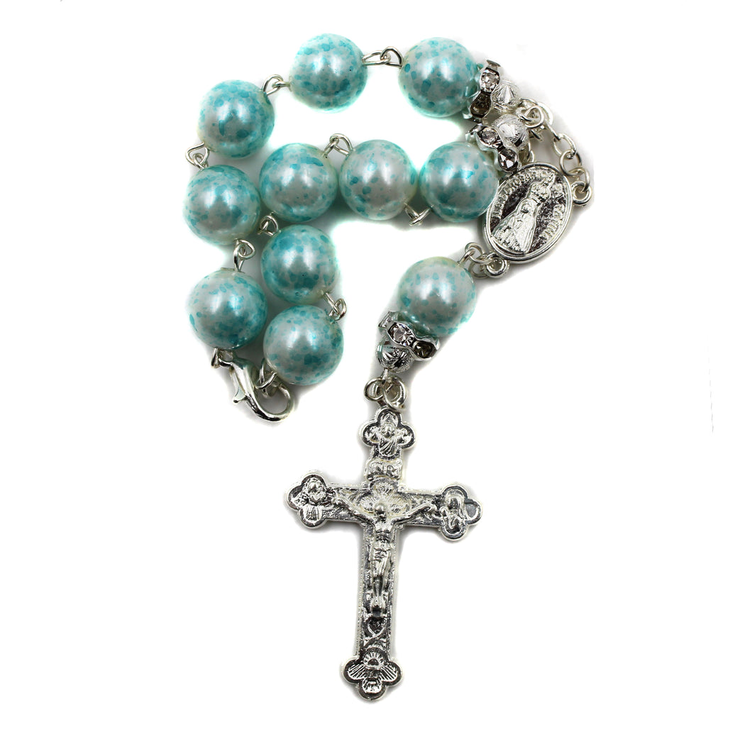 Our Lady of Fatima Mini Tiffany Blue Rosary