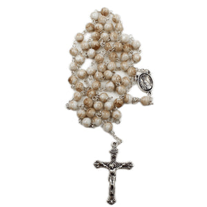 Our Lady of Fatima White and Light Mocha Rosary