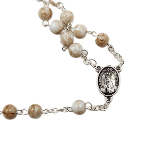 Our Lady of Fatima White and Light Mocha Rosary