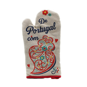 100% Cotton From Portugal With Love Red Oven Mitt and Pot Holder