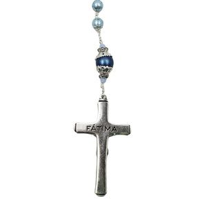 Handmade in Portugal Light Blue Pearl Beads Our Lady of Fatima Rosary