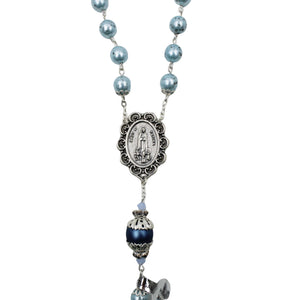 Handmade in Portugal Light Blue Pearl Beads Our Lady of Fatima Rosary