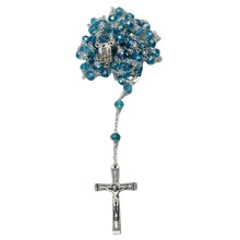 Load image into Gallery viewer, Our Lady of Fatima Clear Aqua Glass Beads Rosary
