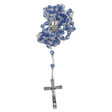 Load image into Gallery viewer, Our Lady of Fatima Clear Blue Violet Shiny Glass Beads Rosary
