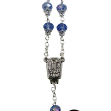Load image into Gallery viewer, Our Lady of Fatima Clear Blue Violet Shiny Glass Beads Rosary
