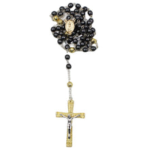 Load image into Gallery viewer, Our Lady of Fatima Dark Grey Beads Rosary with Gold Crucifix
