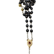Load image into Gallery viewer, Our Lady of Fatima Dark Grey Beads Rosary with Gold Crucifix
