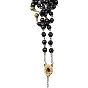 Our Lady of Fatima Dark Grey Beads Rosary with Gold Crucifix