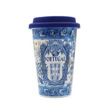 Load image into Gallery viewer, Portuguese Tile Azulejo Ceramic Coffee Cup With Lid
