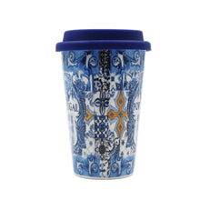 Load image into Gallery viewer, Portuguese Tile Azulejo Ceramic Coffee Cup With Lid
