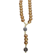 Load image into Gallery viewer, Saint Benedict Clear Honey Shiny Beads Necklace Rosary
