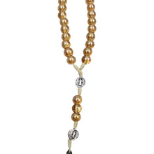 Load image into Gallery viewer, Saint Benedict Clear Honey Shiny Beads Necklace Rosary
