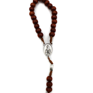 Our Lady of Fatima Brown Wood Shiny Beads Rosary