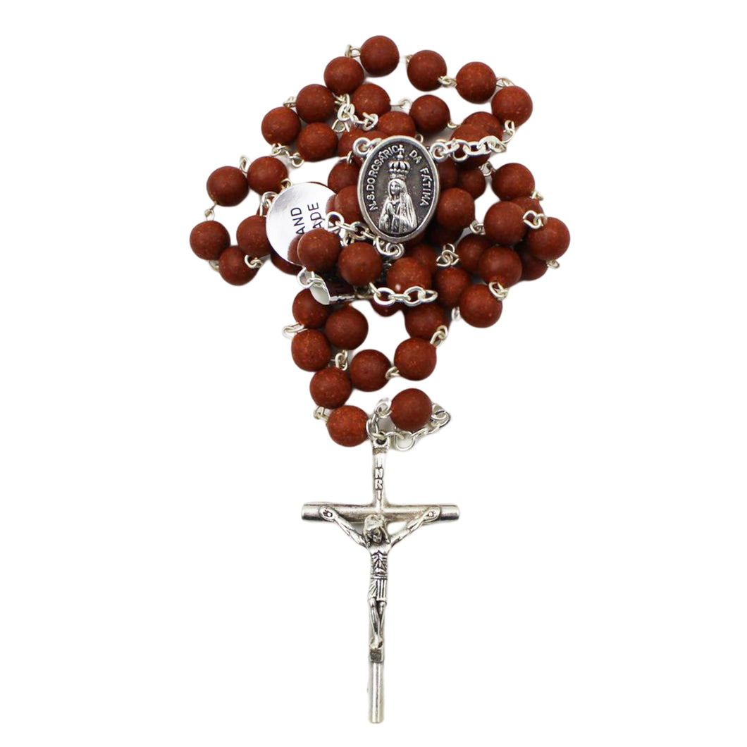 Our Lady of Fatima Handmade Scented Rose Petal Rosary Beads