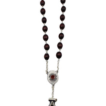 Load image into Gallery viewer, Our Lady of Fatima Dark Brown Wood Rosary with Fatima Letters
