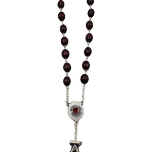 Our Lady of Fatima Dark Brown Wood Rosary with Fatima Letters