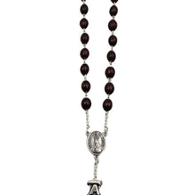 Load image into Gallery viewer, Our Lady of Fatima Dark Brown Wood Rosary with Fatima Letters
