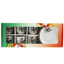 Load image into Gallery viewer, Portuguese Rooster with Flowers Espresso Cup and Saucers with Gift Box, Set of 6
