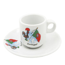 Load image into Gallery viewer, Portuguese Rooster with Flag Espresso Cup and Saucers with Gift Box, Set of 6

