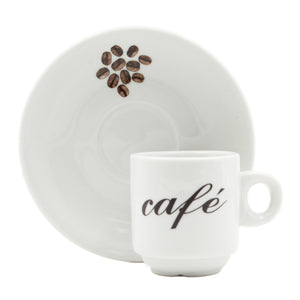 Café Espresso Cups and Saucers with Gift Box, Set of 6