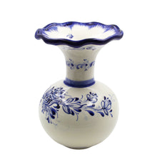 Load image into Gallery viewer, Hand-Painted Portuguese Ceramic Floral Blue and White Vase
