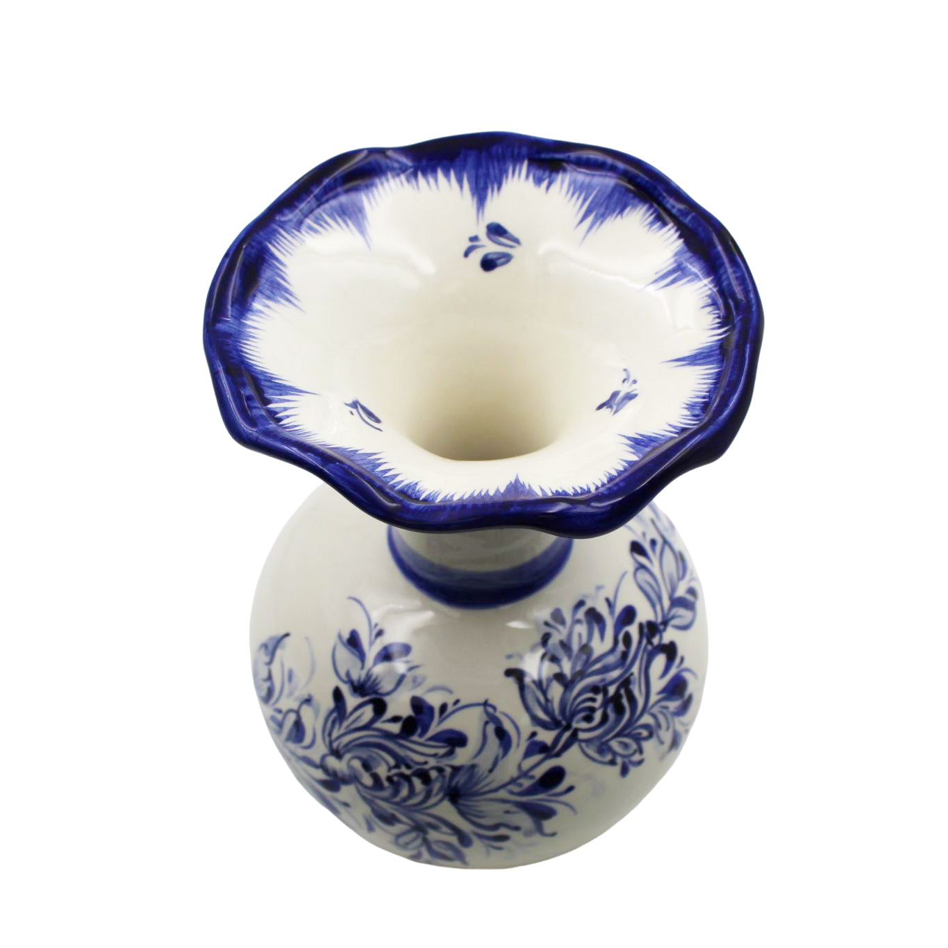 Hand Painted Blue ＆ White Portuguese Pottery Ceramic Decorative Vase 