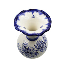 Load image into Gallery viewer, Hand-Painted Portuguese Ceramic Floral Blue and White Vase
