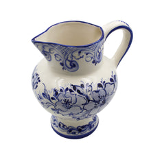 Load image into Gallery viewer, Hand-Painted Portuguese Ceramic Small Blue Floral Jug Pitcher
