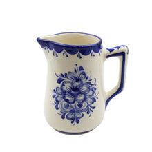 Load image into Gallery viewer, Hand-Painted Portuguese Ceramic Blue Floral White Milk Jug
