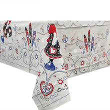 Load image into Gallery viewer, 100% Cotton Galo de Barcelos Good Luck Rooster Regional Made in Portugal Tablecloth
