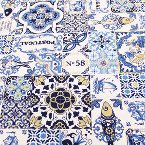 100% Cotton Blue Tile Azulejo Made in Portugal Tablecloth