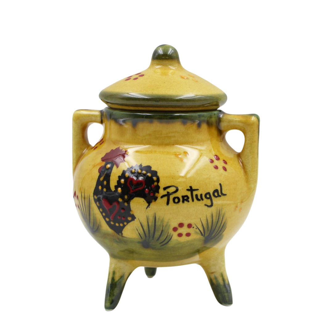 Hand-Painted Traditional Ceramic Decorative Rooster Cauldron with Lid